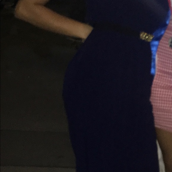 Palazzo jumpsuit in navy blue with pockets - Picture 5 of 8